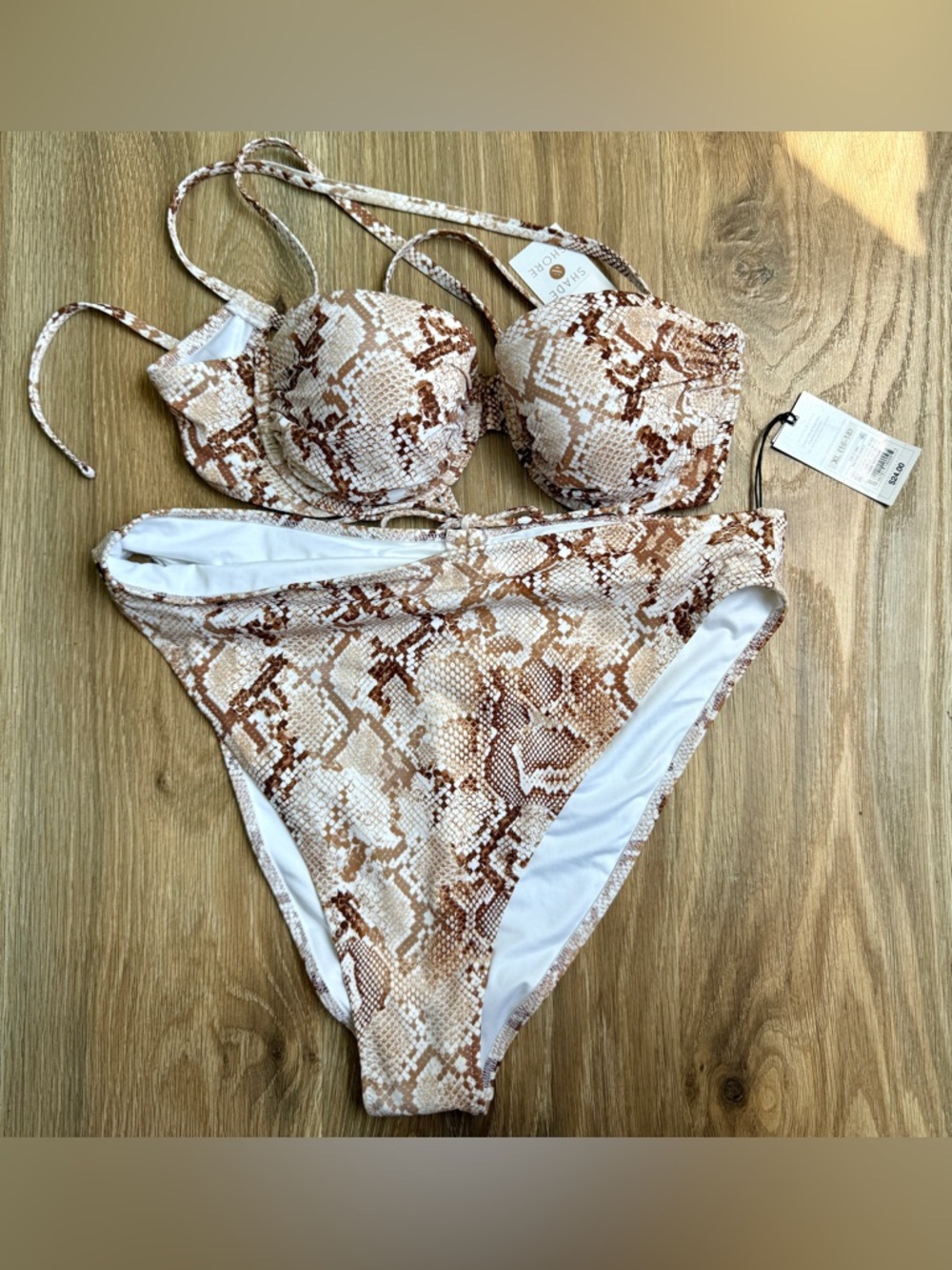 Shade & Shore Snakeskin Bikini Set 36B Top XL Bottom NWT - Picture 3 of 6